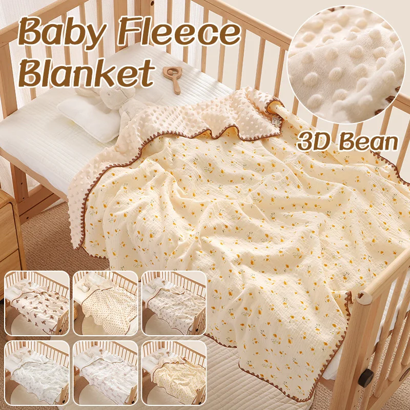 Baby Bean Fleece Blanket Cotton Soft Blanket Newborn Baby Thermal Blanket Toddler Napping Quilt