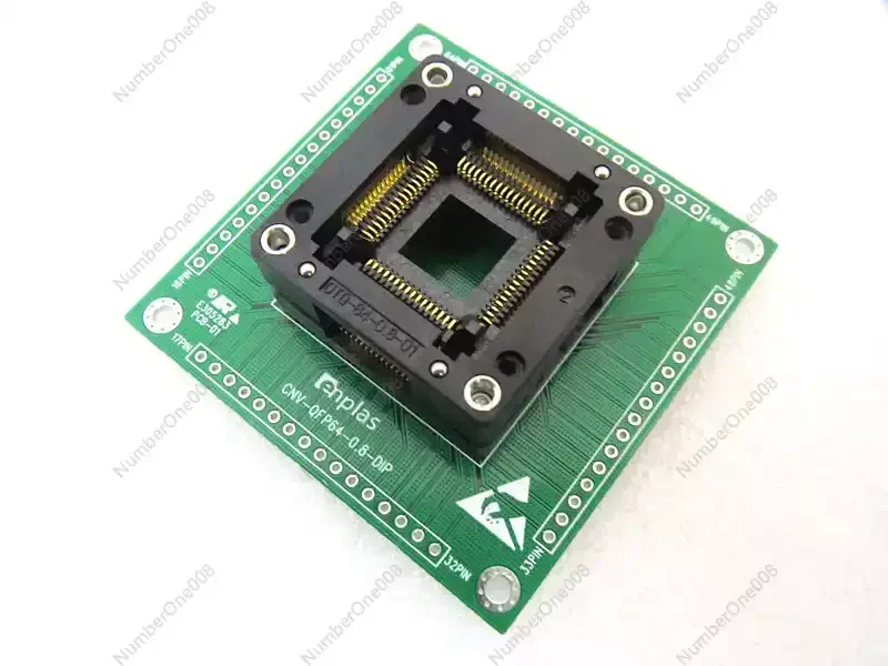 

Адаптер тестового гнезда QFP64 с шагом 0,8 мм для программирования и отладки микроконтроллера ATmega128 ATmega64