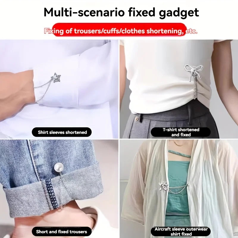 2-teiliges Set zur Ärmelverkürzung, Verstellbare, nähenfreie Kleidungsverschlüsse für Hemden, Modischer Saumspanner für Damen – Detail 3