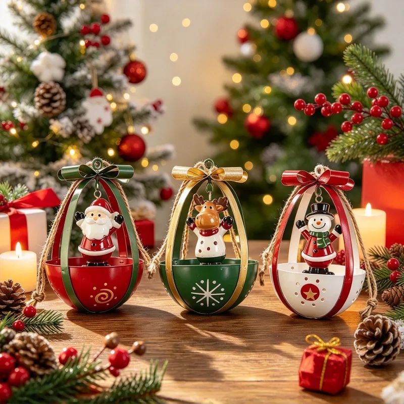Christmas Metal Reindeer Mailbox Hanging Ornament Holiday Scene Decor for Mall Hotel Window Display Home Party Wall Decoration