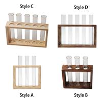 Hydroponic flower vase, modern plant container with wooden frame, home