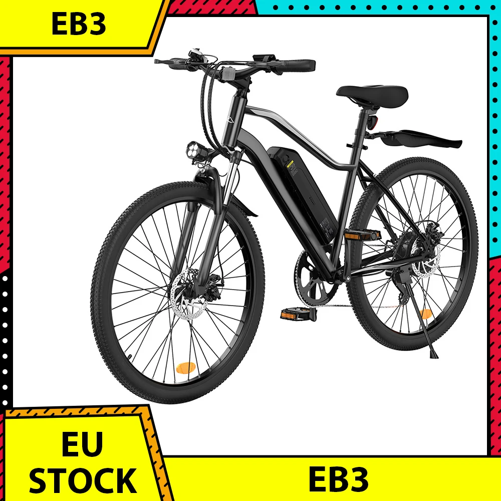 EB3 Electric Bike 26-inch Electric MTB Bike 500W Motor 36V 10.4Ah Battery 25km/h Max Speed Shock Absorber LCD Display Load 150kg