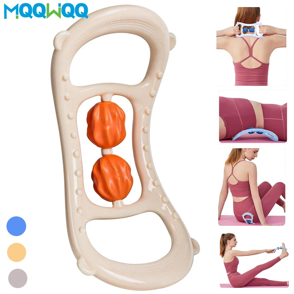 Yoga Fitness Neck Back Massager, Trigger Point Roller Massager for Men Women Deep Tissue, Waist Neck Back & Shoulder Pain Relief