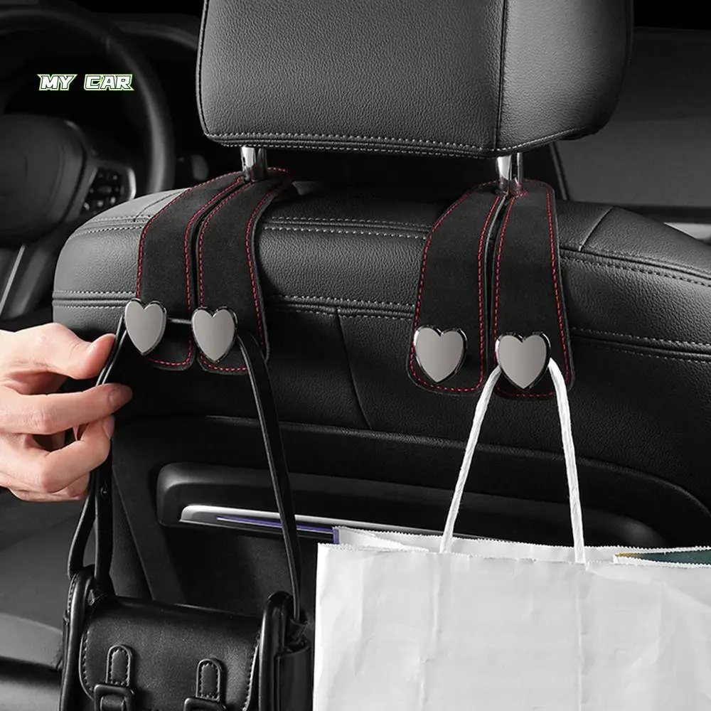 

Heart Shape Car Seat Headrest Hooks Universal Space-Saving Car Rear Seat Hanger Large Load-bearing Double Hook
