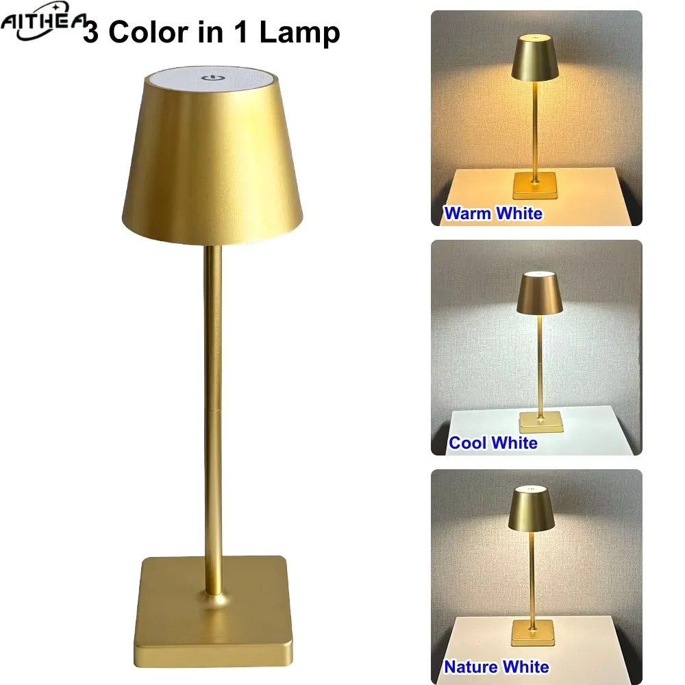 AITHEA LED Rechargeable Table Lamp Wireless Touch Desktop Bedside Mood Night Light for Study Office Bar Outdoor Club Cafe Decor