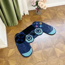 Gamer Controller Shaped Tufted Rug Plush Comfort Non-Slip Game Room Decor Durable Easy Care Vibrant Colors Kids Teens Bedroom