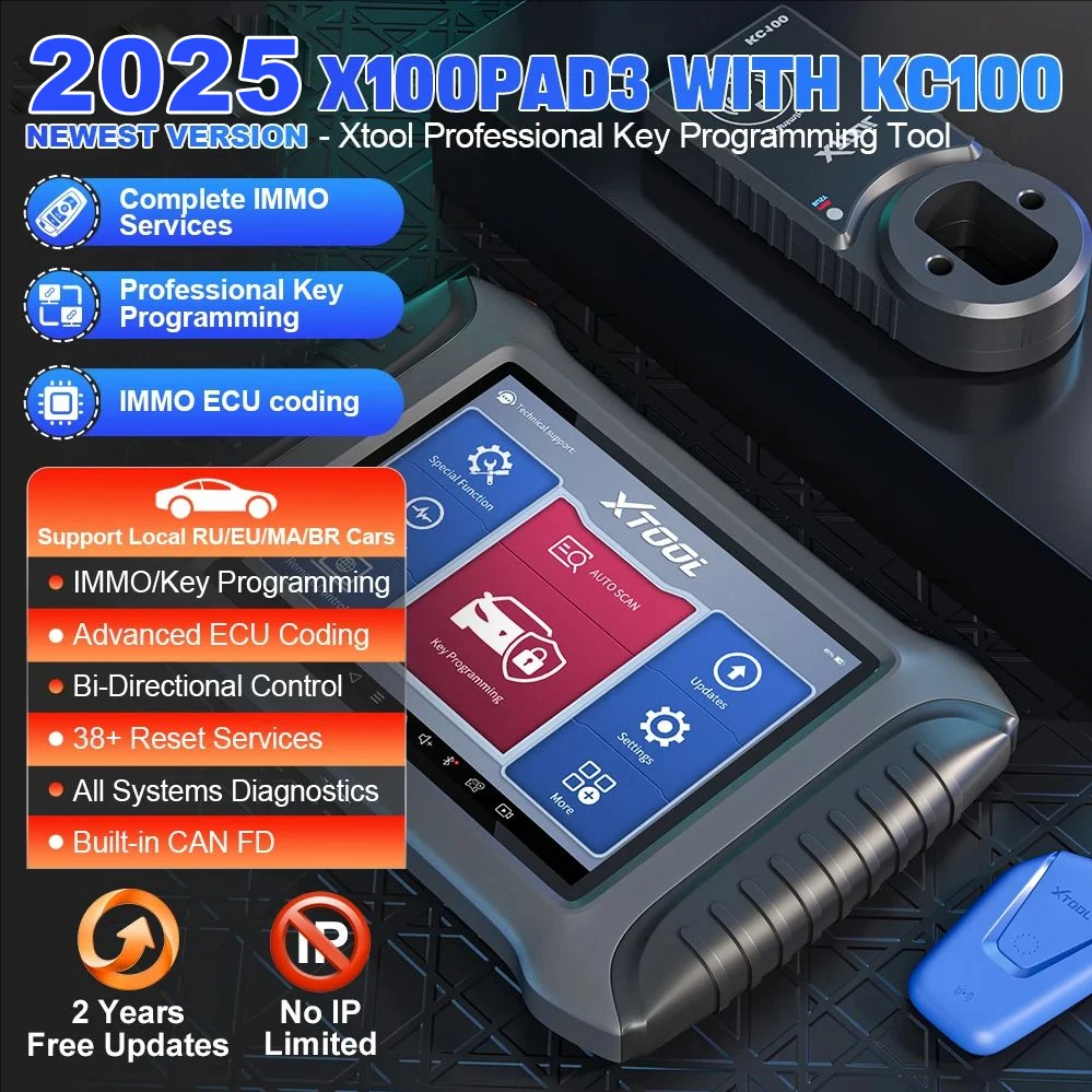 XTOOL X100 PAD3 Elite Auto Key Programmer Professional OBD2 Diagnostic Tools IMMO & Key Programming All Key Lost With KC100