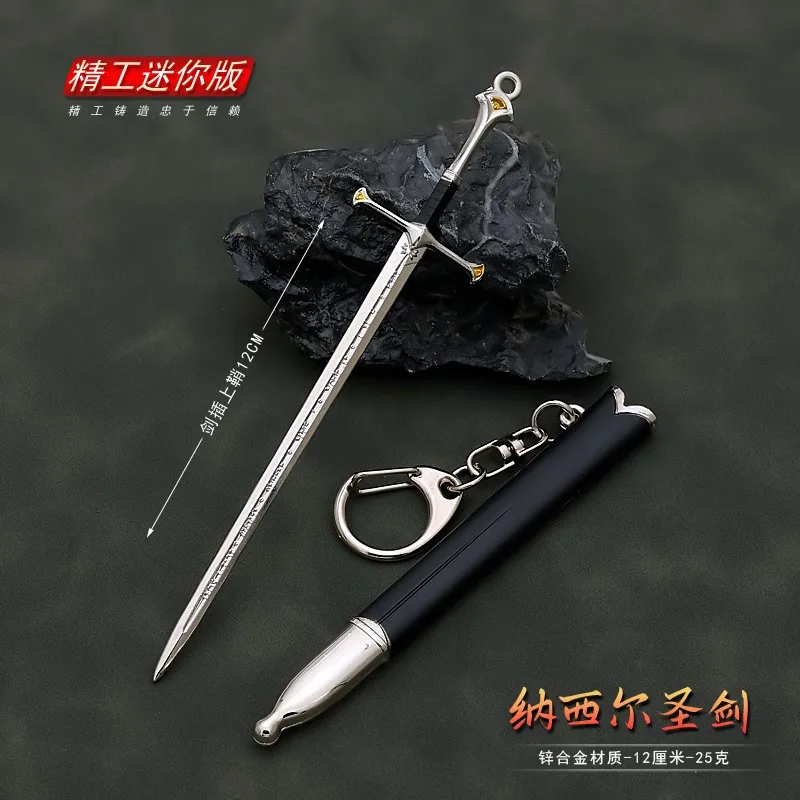 12cm Narthil Sword Keychain Earendil Aragorn II Hobbits LOTR Movie Merchandise Metal Weapon Model Collection Crafts Toys for Boy