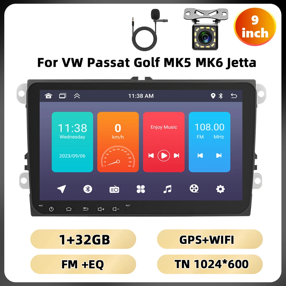 Podofo 4Core 2 + 64G Autoradio Voor Vw/Magotan/Passat/Golf Multimedia Speler Navigatie Gps Wifi Carplay Android Auto Radio