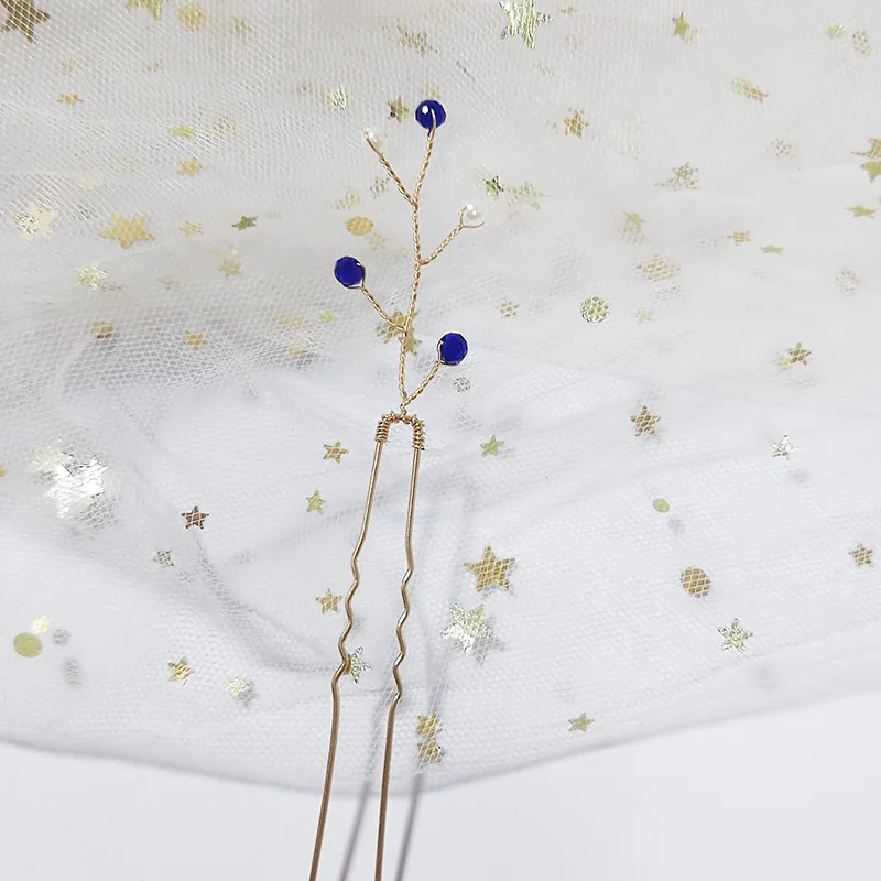 

Кристальные жемчужные заколки для волос, свадебный головной убор ручной работы, синие свадебные заколки для волос, аксессуары для волос для женщин и девушек