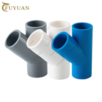 ID 20 25 32 40 50 63 75-160mm PVC Oblique Tee Connector 45 degree Tilted Three Way Joints Garden Irrigation Y type pipe fittings