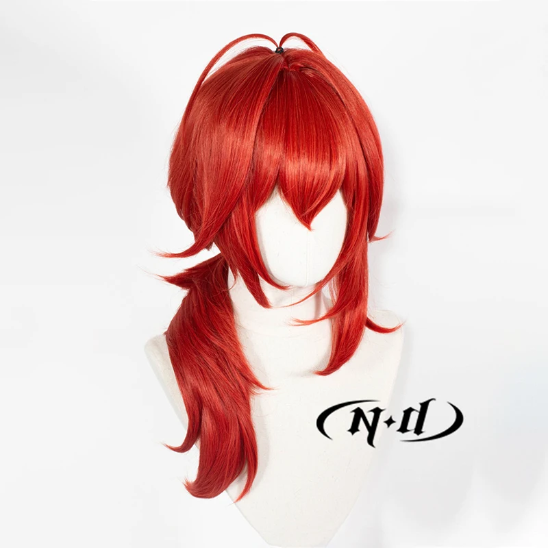 ND Diluc شعر مستعار تأثيري Genshin تأثير هيربيسي شعر مستعار تأثيري مقاومة للحرارة الاصطناعية للحزب كوميك كون كوزر زي موضوع