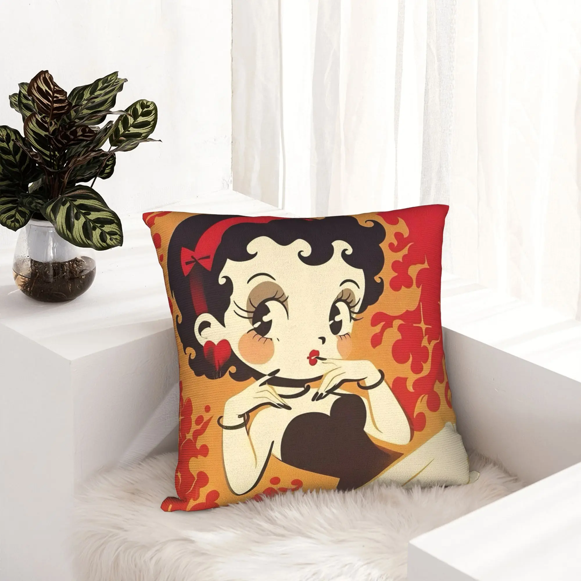 Anime B-Betty BoopS Pillowcase Printed Polyester Cushion Cover Gift Cartoon Pillow Case Cover Home Zippered 40X40cm