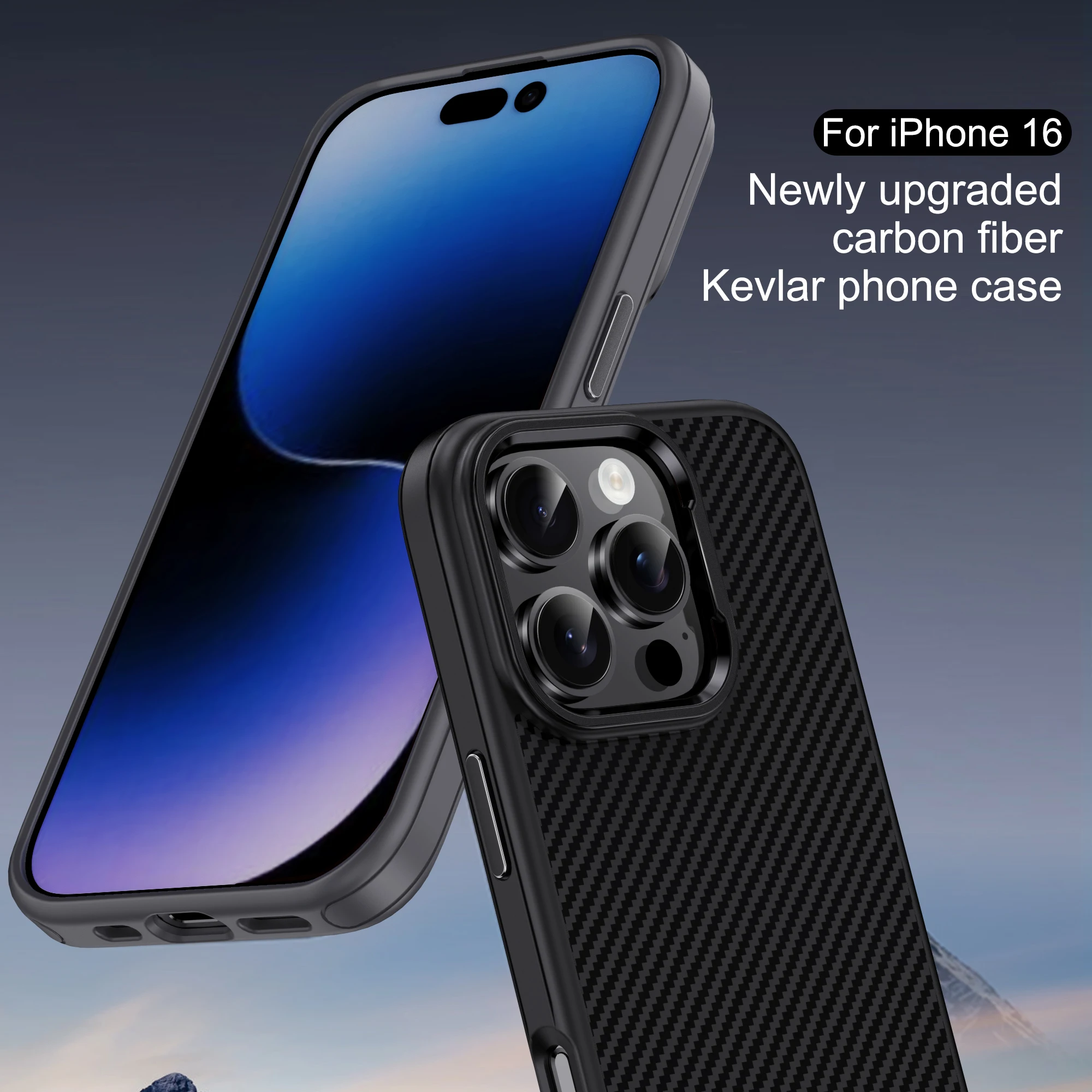 

IPAKY for iPhone 16 Case 16 Pro 16 Plus Case Carbon Fiber Frame originality Shockproof Cover for iPhone 16Pro Max Case