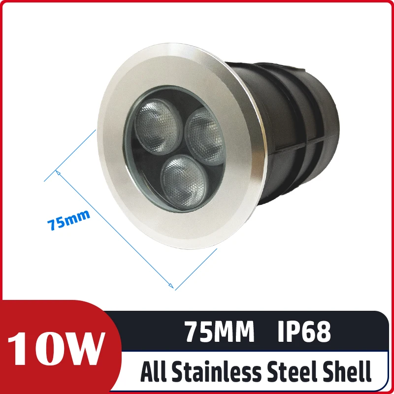 75MM 10W 12V-24V IP68 Cree XTE Chips Swimming Pools Lighting All Stainless Steel LED Underwater Light
