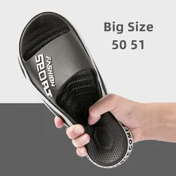 Zapatillas de exterior para hombre, chanclas de moda, sandalias de playa de verano, suela gruesa, antideslizantes, zapatos de baño informales para el hogar, talla grande 50 51