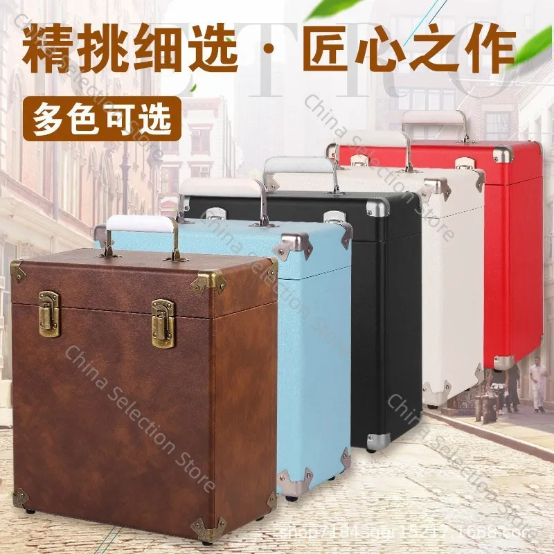 

Retro solid wood portable LP vinyl record storage box 12 inch storage box CD vinyl protection