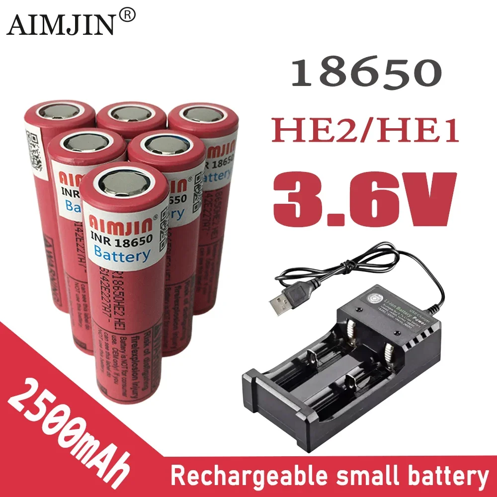 

HE2 HE1 3.7V 2500mAh 18650 Rechargeable Li-ion Battery For Us 18650 Toys, Tools, Flashlight Battery Etc+USB charger