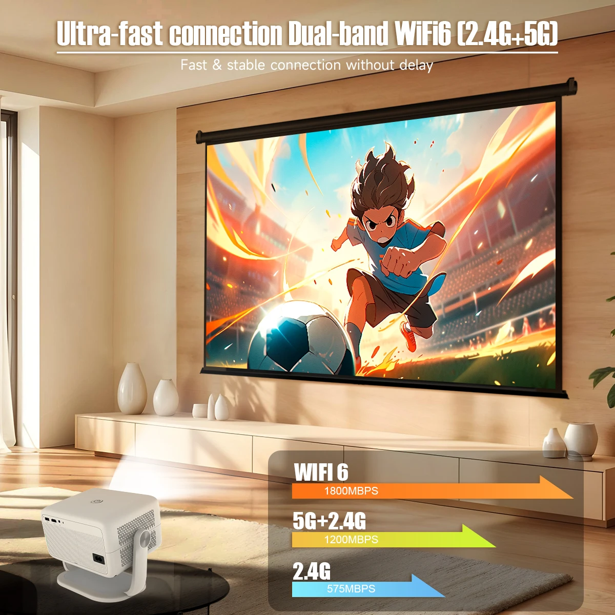 Magcubic L018 Projektor Native 1080P 650ANSI 8K Android14 Mit Automatischer Trapezkorrektur Fokus Wifi6 BT5.2 Tragbarer Filmprojektor für Draußen – Detail 12