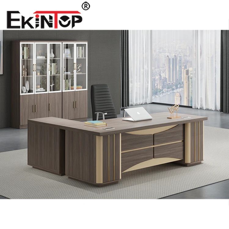 

Ekintop Modern Luxury Work Executive Office Desk Set CEO Office Table with Chairs Design Boss CEO Office Furniture