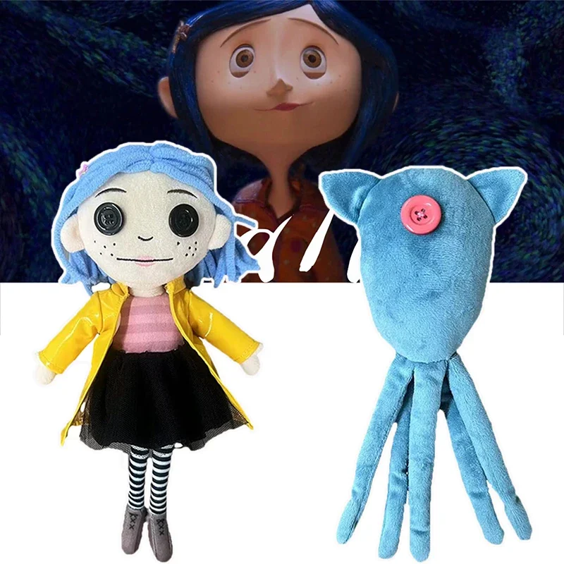 

25cm Cartoon Coraline Squid Plush Toys the Secret Door Stuffed Dolls Ghost Plushie Pillow Decoration Peluche Birthday Xmas Gifts