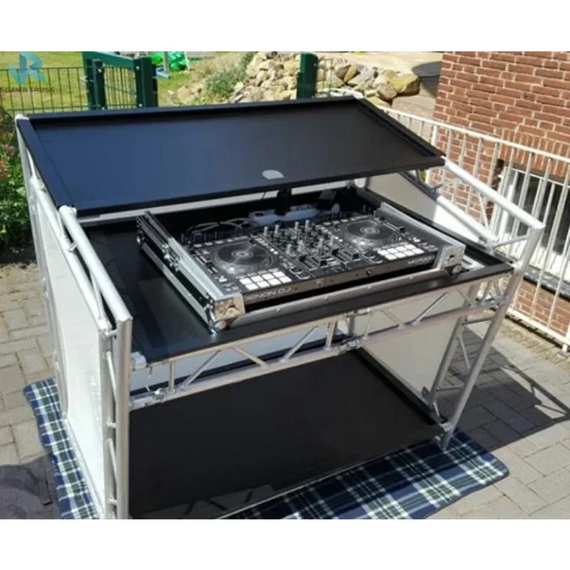 

LED Aluminum Foldable Mobile DJ Trussing Stand - Professional DJ Booth for Night Club Bar Live Stage Event