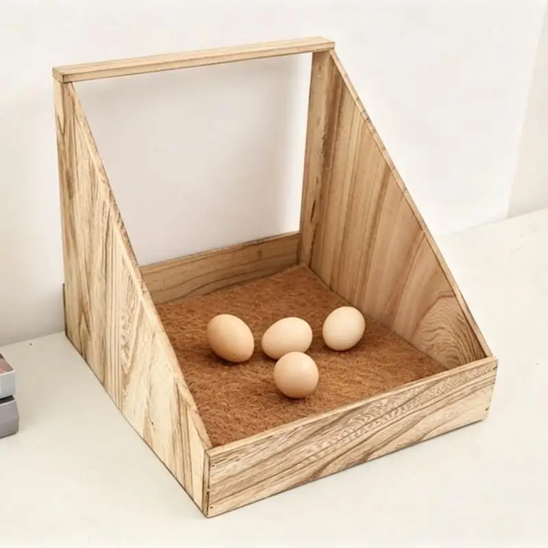 Wooden Laying Box with Pad and Hardware, 13 x 13 x 14 in Unit for Poultry House Placement, Interior Placement, and D2RD