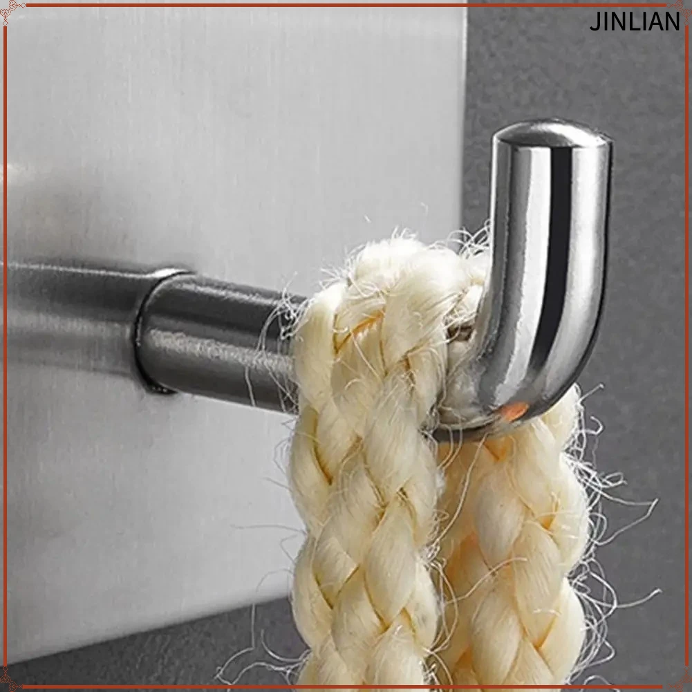 Bathroom Sticky Hooks 6pcs Stainless Steel Wall Hooks Set Strong Load-bearing Self-adhesive Storage Hooks Punch-free Simple