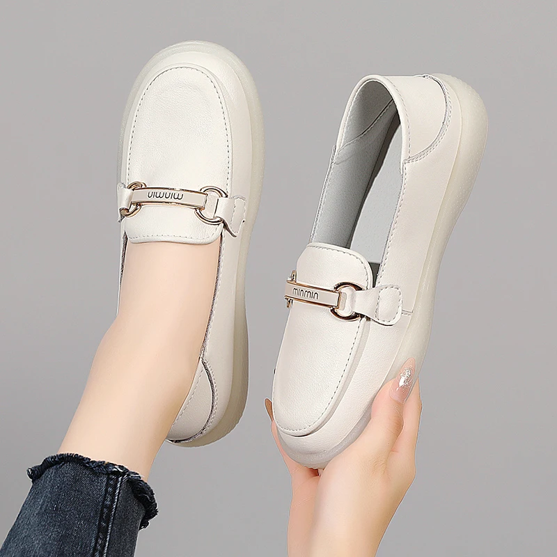 New Women's Casual Slip on Mary Jane Shoes Spring Autumn Fashion Round Toe Solid Soft Sole Flat Loafers Zapatos De Mujer Luxury