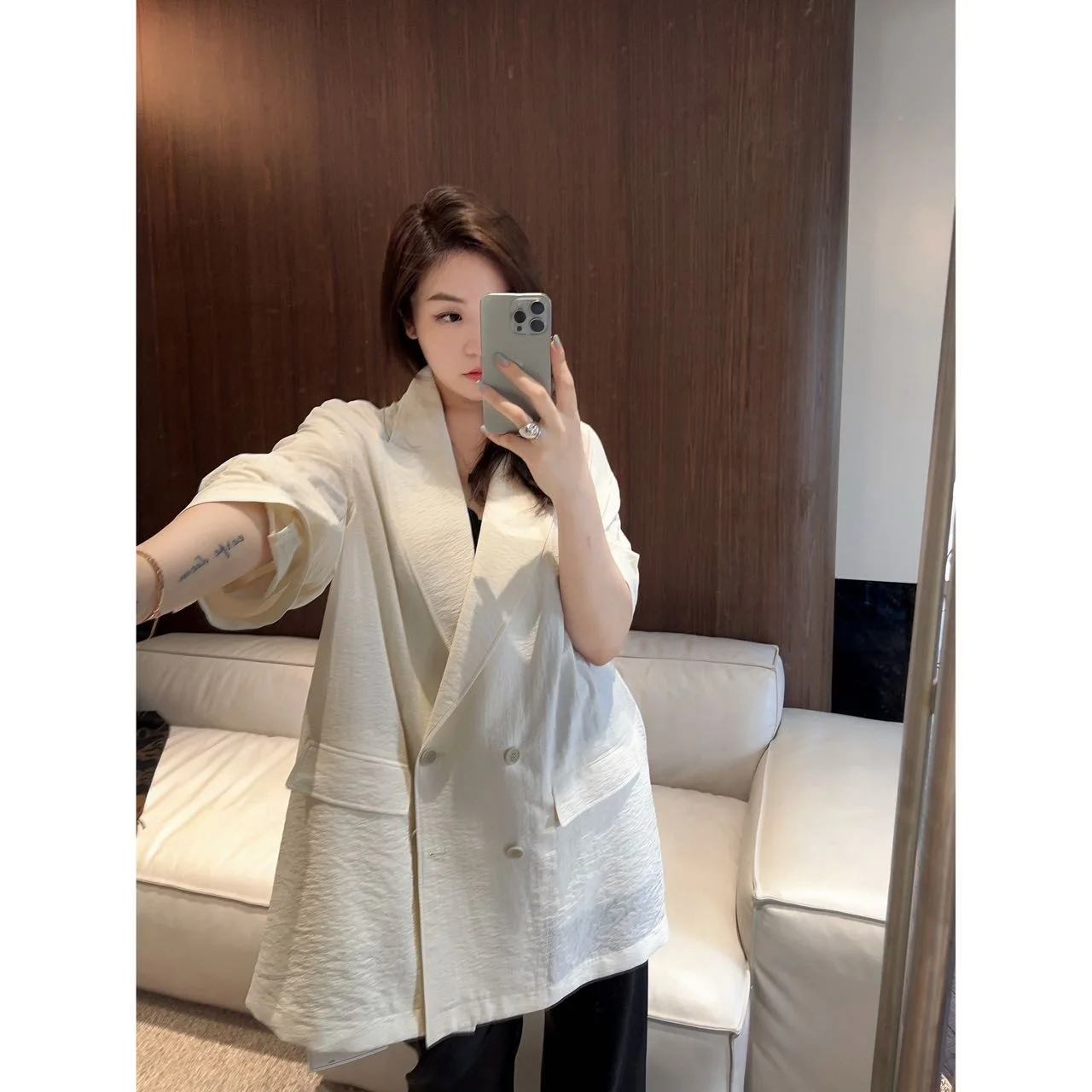 

OSESNO Desert Rose Summer New Design Single Layer Wide Suiting XZ24050 Versatile Ele Faionable Women's Long Sve irt