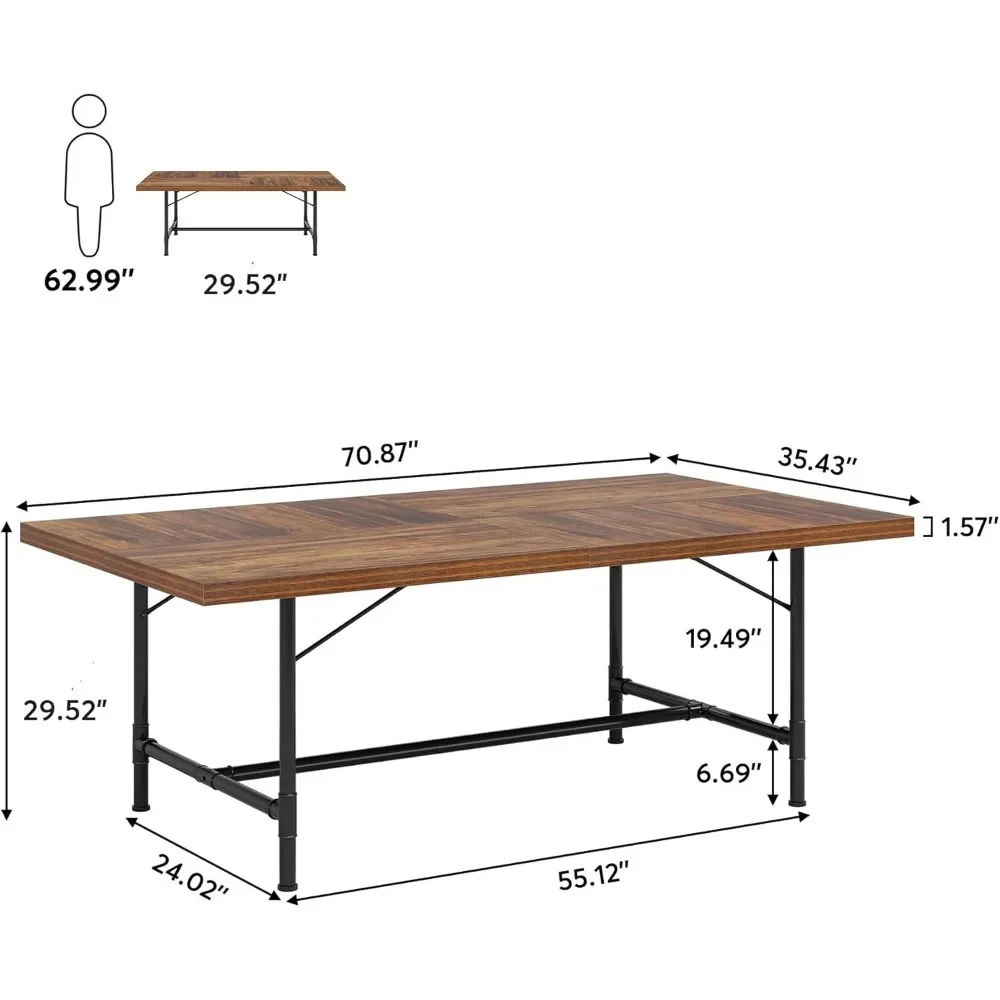 6FT Conference Table, 70.8" W x 35.4" D Rectangle Meeting Seminar Table, Modern Training Table Boardroom Desk for Conference