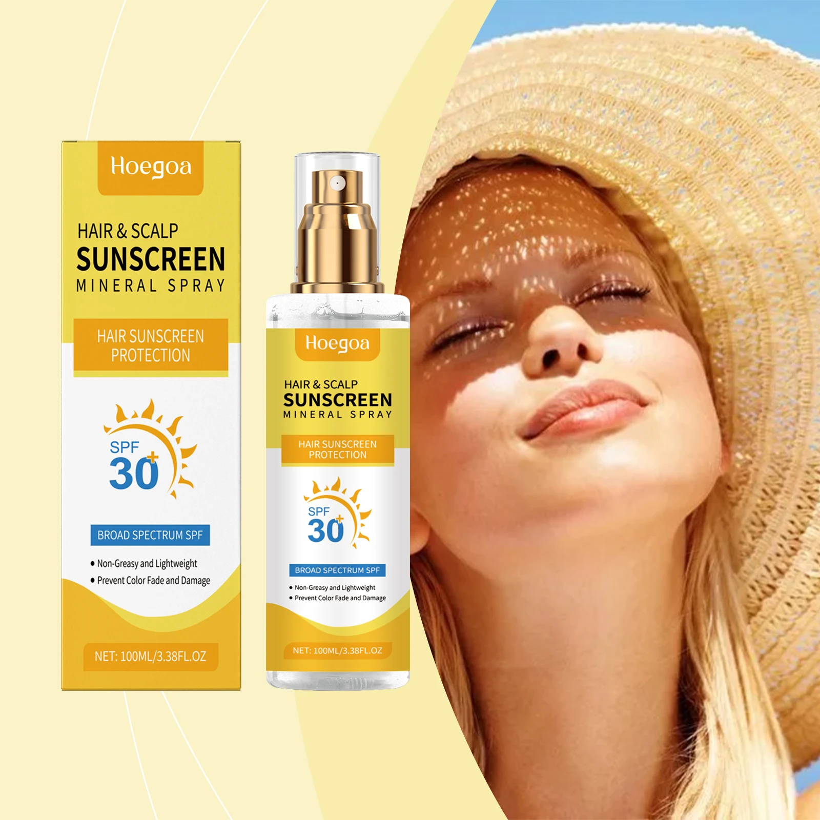Hair Scalp Sunscreen Mineral Spray, Summer Outdoor Moisturizing Body Skin Refreshing Isolation Protective Cream