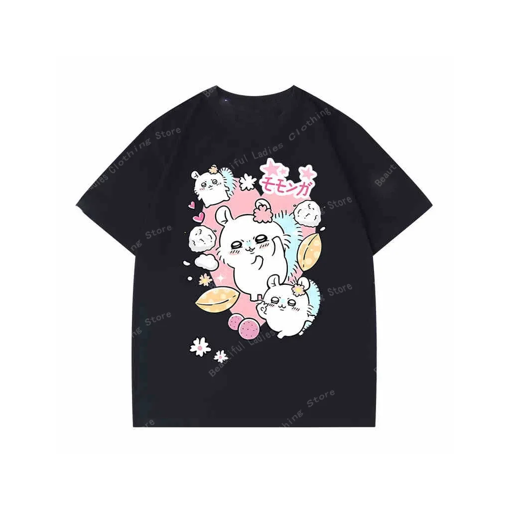 الصيف Chiikawa Usaki Iji لطيف الكرتون زوجين قمصان قصيرة الأكمام والنساء أزياء عارضة نمط عالية الجودة القطن تي شيرت #6
