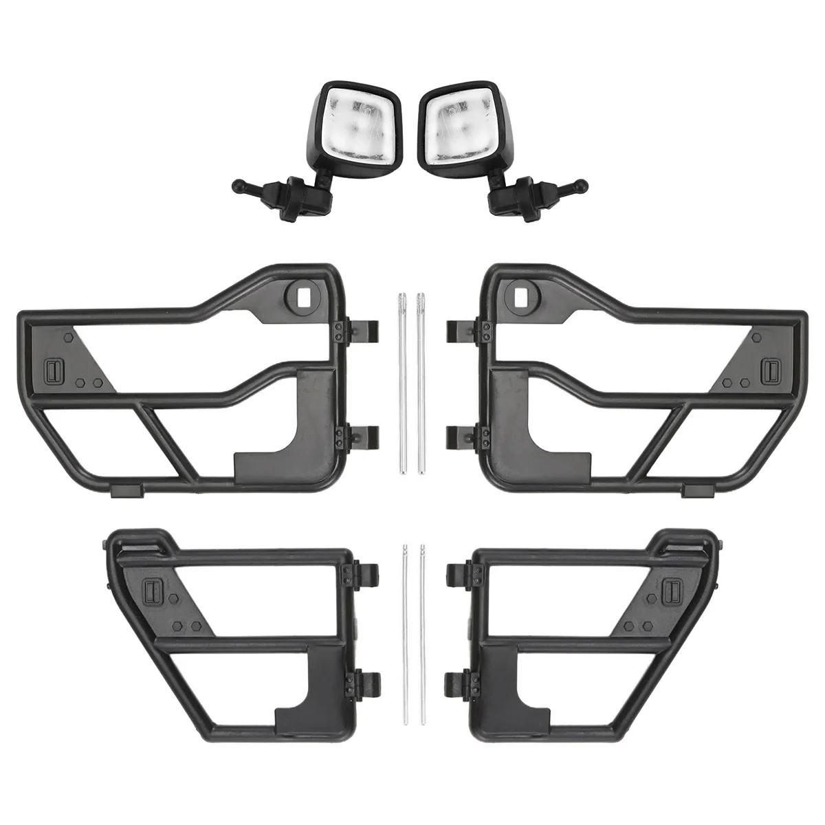 

M15KRC Car Plastic Tube Doors & Rearview Mirror for 1:10 RC Crawler Car Axial SCX10 90046 for Jeep Wrangler Hard Body Shell