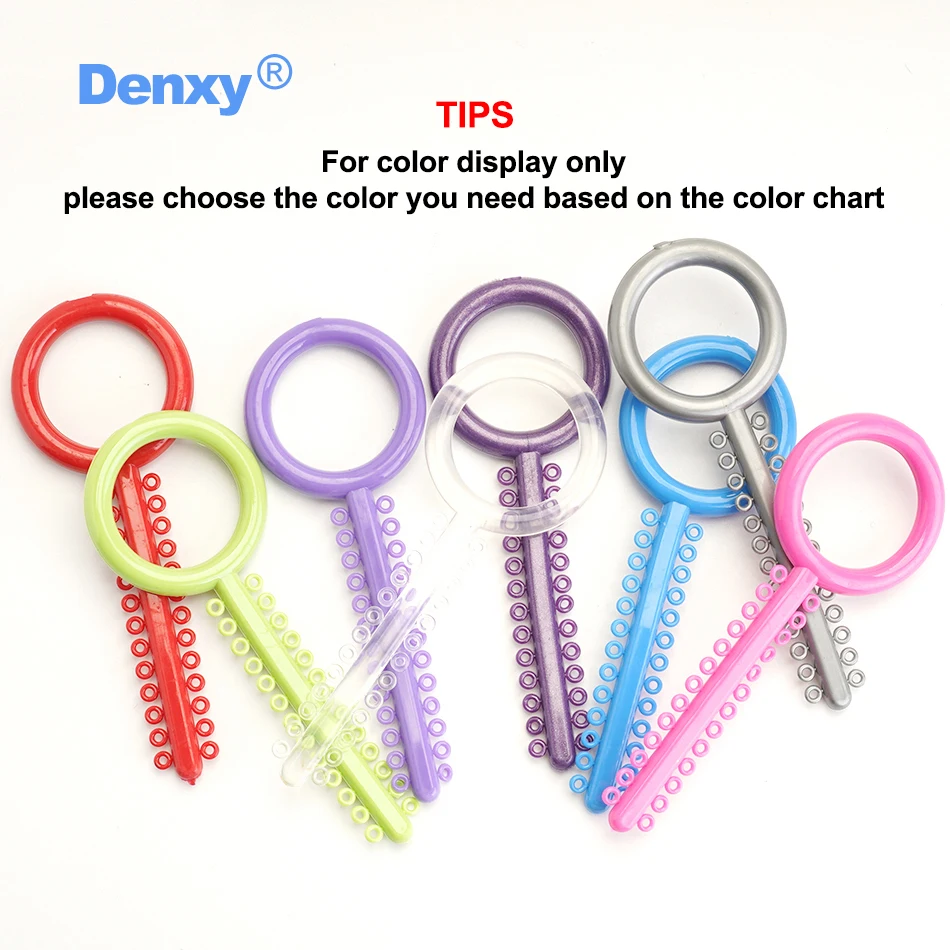 Denxy 1040 pcs/Box Orthodontic Elastics Dental Elastomeric Ligature Ties Rubber Band Teeth O Ring for Dentist Brackets Braces