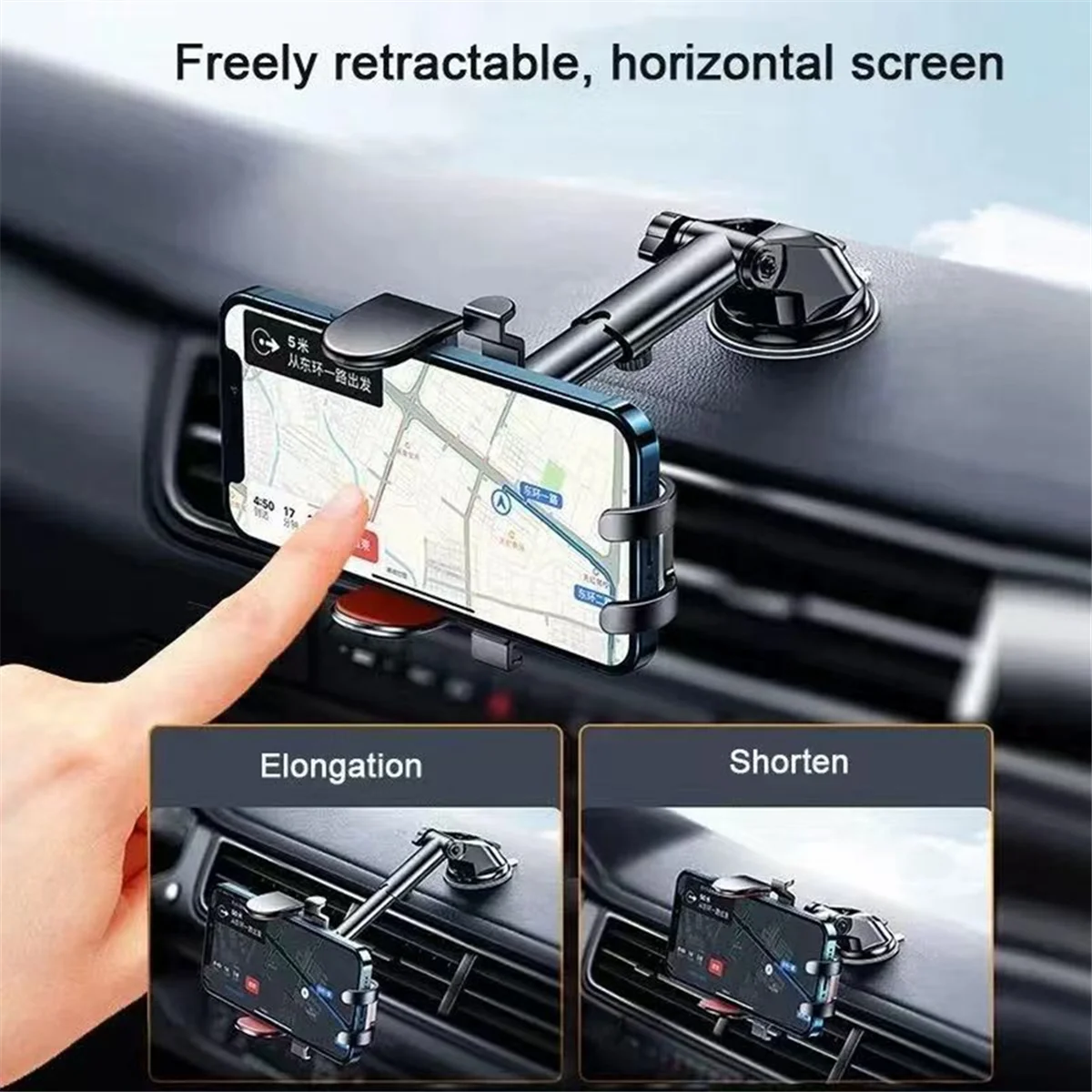 A03R Universal Sucker Car Phone Holder 360° Windshield Car Dashboard Mobile Cell Support Bracket for 4.0-7 Inch Smartphones