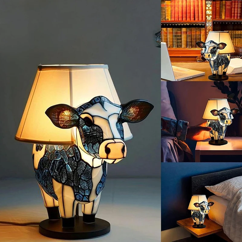 Beautiful Cow Night Light Table Lamp Bedside Lamp For Living Room Bedroom Dormitory Office USB Table Lamp