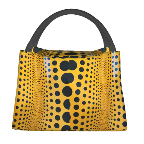 Yayoi Kusama Abstract Painting Insulated Lunch Bag for Women Children Portable Food Boxes Thermal Lunch Box Tote