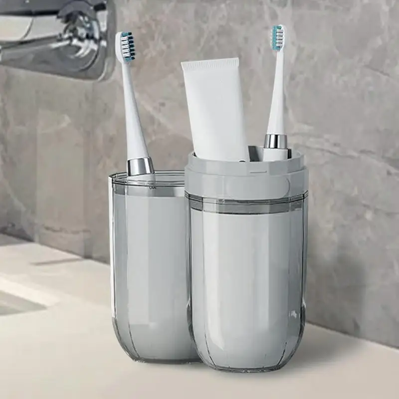 Soportes para cepillos de dientes con cubierta, estuche de almacenamiento portátil, Protector de cepillo de dientes negro translúcido, contenedor de almacenamiento para Baño