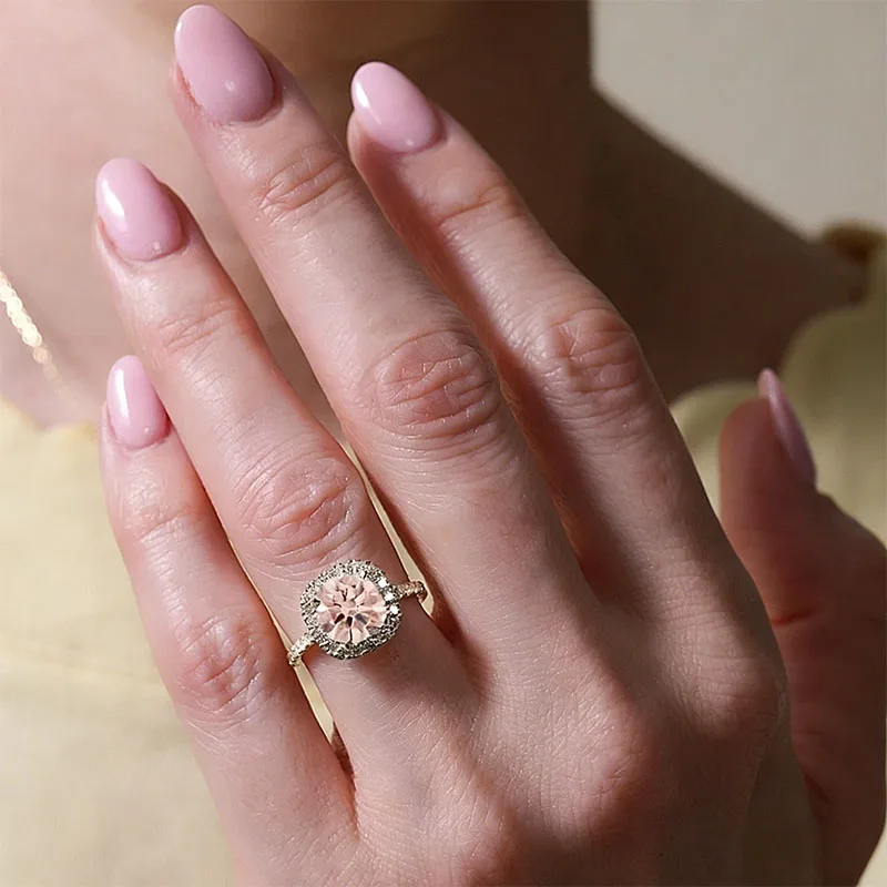 Echter Platin 950 Damenring IGI Fancy Pink Rundschliff 1 Karat Hauptstein Laborgezüchteter Diamant VS-VVS IGI Diamantring für Damen – Detail 7
