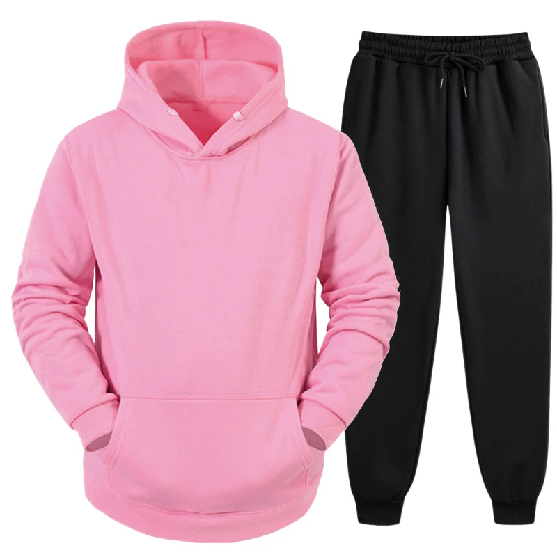 Casual Solid Color Hoodies and Sweatpants High Quality Mens Home Outdoor Long Sleeved Tracksuit Autumn Winter Jogging Sportwear