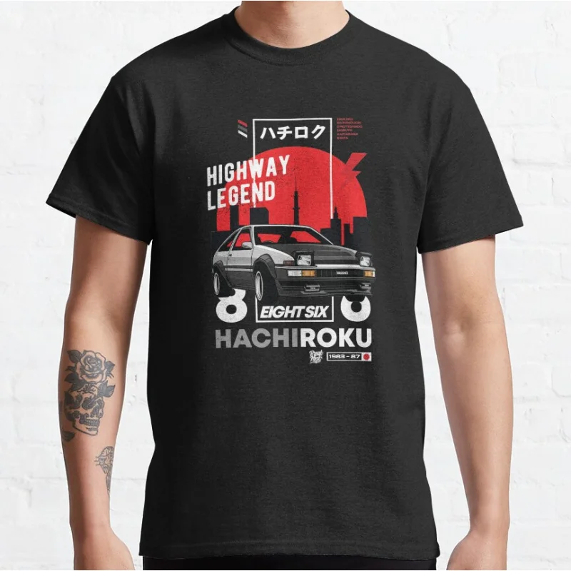 

Hachiroku 80s Vintage Anime Initial D Japan manga Street Wear Mountain Drift Racing Graphic T Shirts large size Adult S-6XL