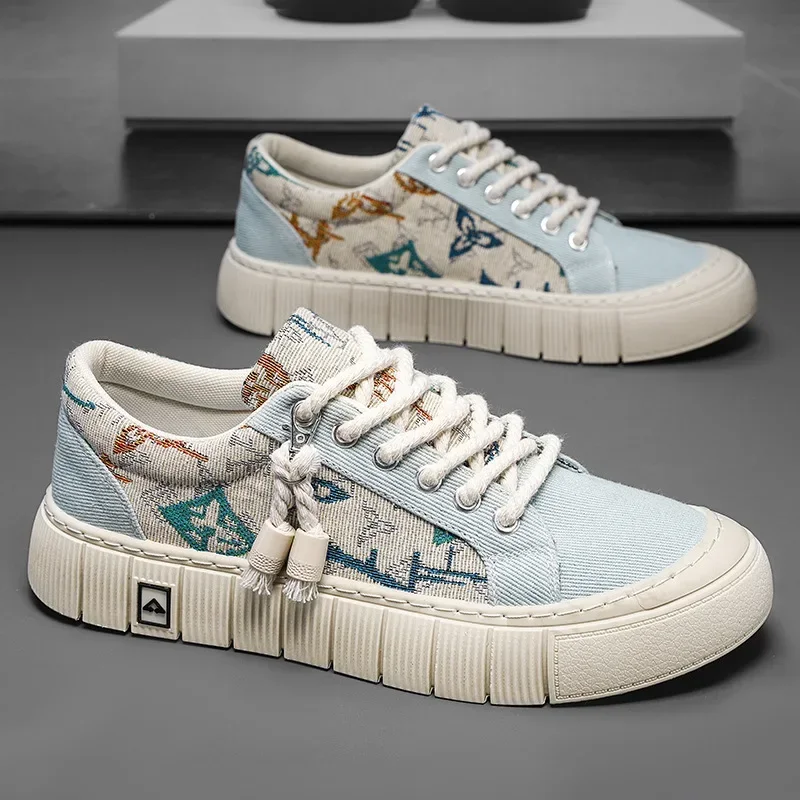 Fashion Canvas Sneakers Men Breathable Flat Shoes Summer Casual Shoes For Men New Man\'s Sneakers 2024