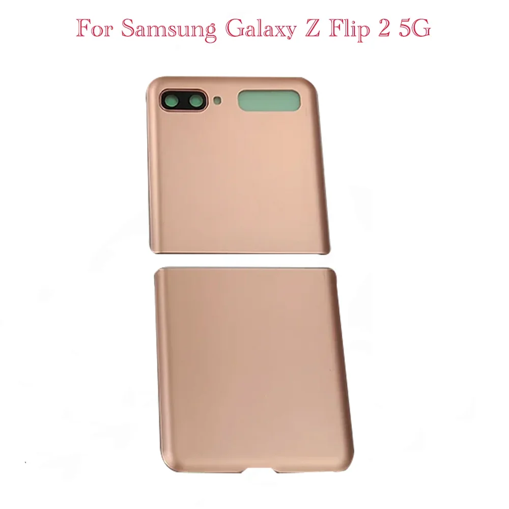 New Back Door Glass Battery Cover With Camera bezel +lens For Samsung Galaxy Z Flip 2 5G F707 Housing Battery Back Cover Replac