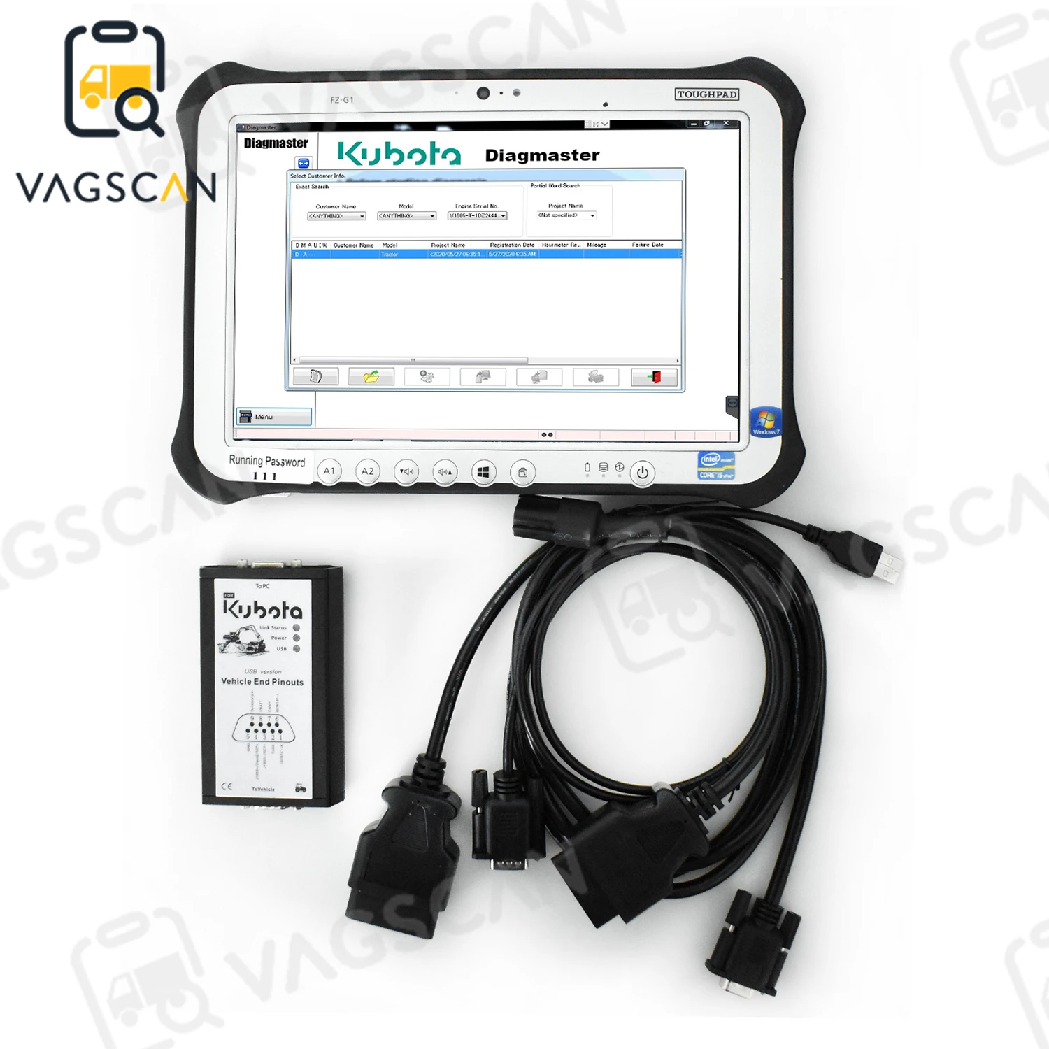 FZ-G1 FZG1 tablet for KUBOTA Truck DIAGNOSTIC TOOL Diagmaster Datalink (DST-i) PYTHON Agricultural Machinery Tractor Takeuchi