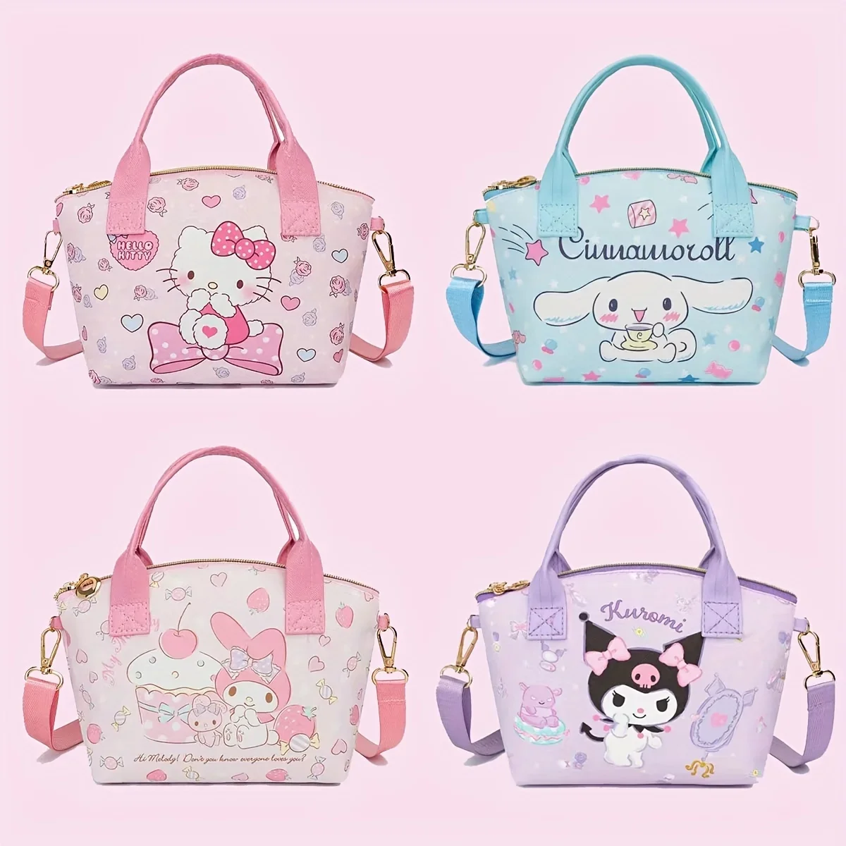 HOT Sanrio Cartoon Cute Crossbody Bag Melody Kuromi Cinnamoroll Hello Kitty PU Boy Girls Anime kawaii Cartoon School Bag Mochila