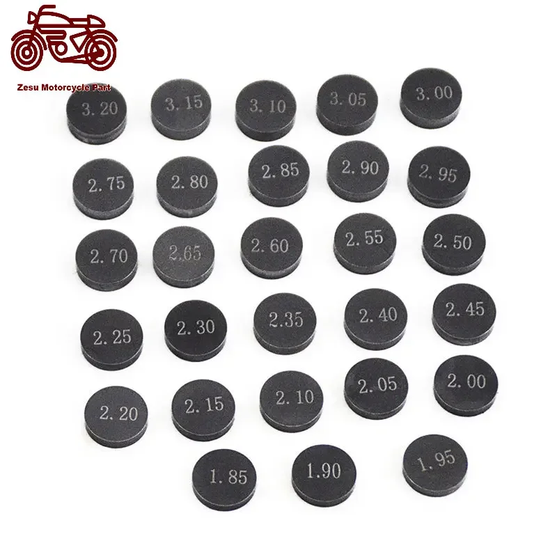 

Motor Bike Engine Parts Adjustable Valve Pad Shims 10mm Complete Valve Shim Kit Cams 1.85 ~ 3.20 (include 5pcs) #b