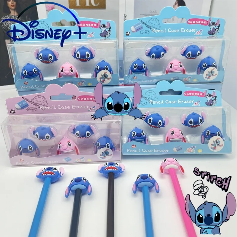 

5pcs/set Disney Stitch Pencil Eraser Decoration Student School Supplies Cute Anime Cartoon Pencil Accessories Stationery Prize