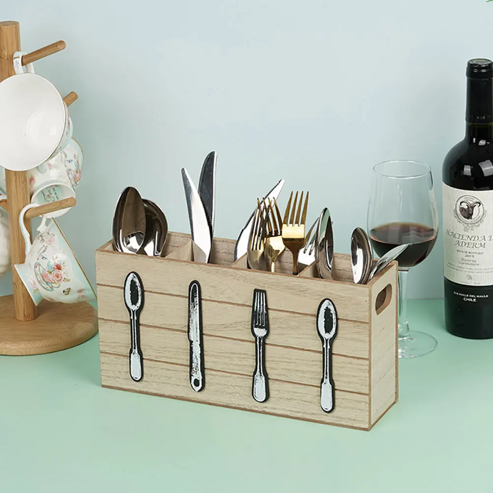 

Cutlery Storage Box Tray Organizers Fork Spoon Kitchen Holder Canister Utensils at Home