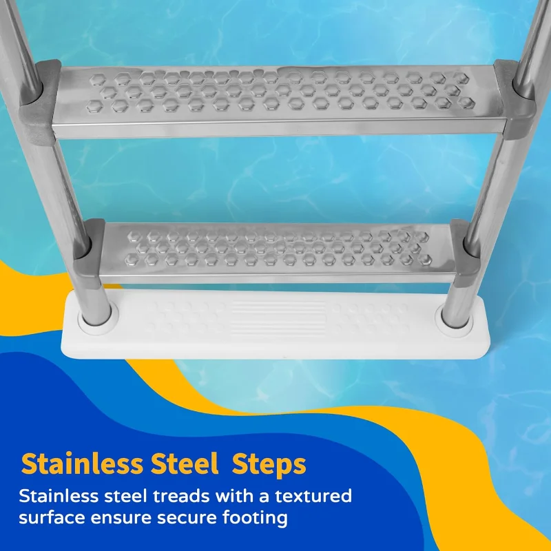 Blue Wave NE1149 Premium Stainless Steel Reverse Bend In-Pool Ladder for Above Ground Pools